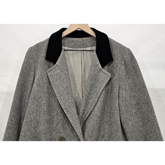 VTG Projections Long Wool Coat Gray Double Breasted Overcoat USA Union Women M/L - Picture 7 of 15